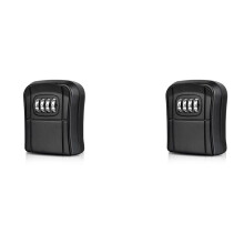 2X Key Box Wall Mounted  Key Safe Outdoor Key Box with Resettable 4-Digit Numeric Code Waterproof Key Box (Black)