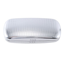 2X Glasses Case, Aluminum Hard Shell Eyeglasses Case Striped Spectacles Box Black Lining