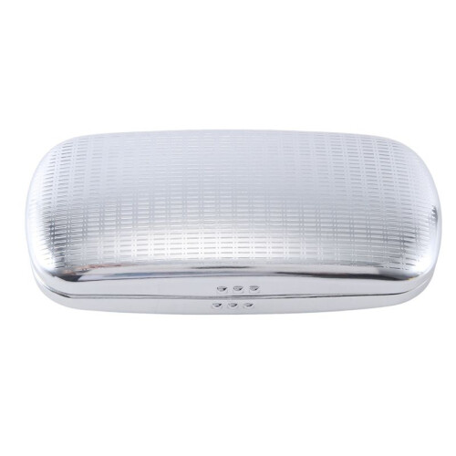 2X Glasses Case, Aluminum Hard Shell Eyeglasses Case Striped Spectacles Box Black Lining 2