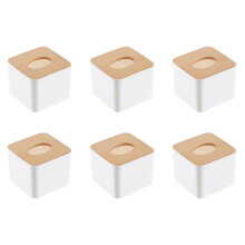 6X Square Tissue Box Tissue Box with Wooden Lid Household Removable Wooden Tissue Box