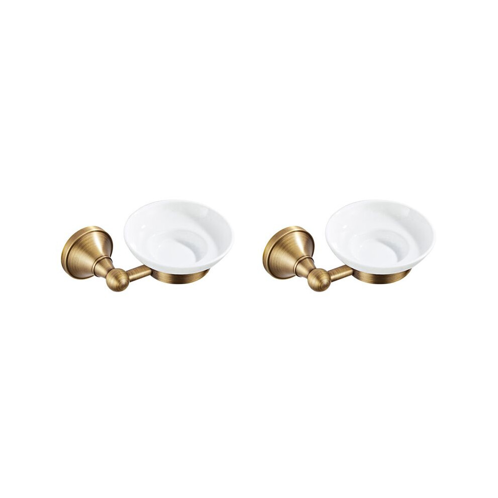 2X Antique Soap Dish Holder Brushed Bathroom Soap Dishes Holder With Ceramic Dish Holders For Bathroom Toilet Bronze 4711174276219