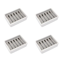 4X Ceramic Soap Dish Stainless Steel Soap Holder for Bathroom and Shower Double Layer Draining Soap Box