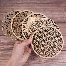 40Pack 14cm Wooden Wall Sign Flower of Life Shape Coaster Wood Wall Art DIY Coaster Making Geometry