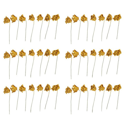 42Pcs Foam Glitter Artificial Rose Decor, Gold