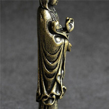 2X Miniature Buddha Guan Yin Bodhisattva Bronze Buddha Bronze Statue for Small Landscape Decoration Antique Bronze Ware