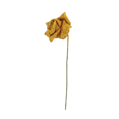 42Pcs Foam Glitter Artificial Rose Decor, Gold 1
