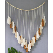 3X Macrame Wall Hanging-Large Macrame Wall Hanging with Wood Beads-Bohemian Wall Decor for Bedroom and Living Room Brown