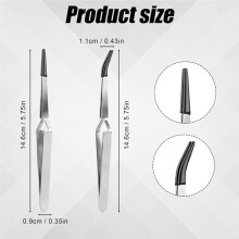 2pcs Tweezers, Reverse Stainless Steel CrossLocking Tweezers Straight Action Tweezers for Jewelry Making Crafting