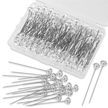 200Pcs Pins for Flower Bouquet Clear Diamond Straight Pins 2 Inch Floral Corsage Pins for Wedding Bouquet Accessories