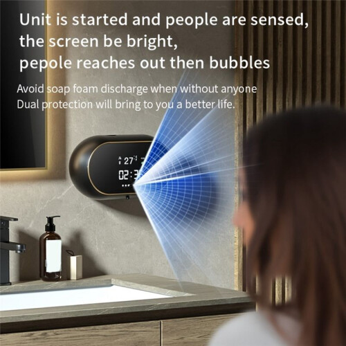 Automatic Soap Dispenser Wall Mount Rechargeable LED Display Gel Soap Dispenser for Kitchen Bathroom White 2