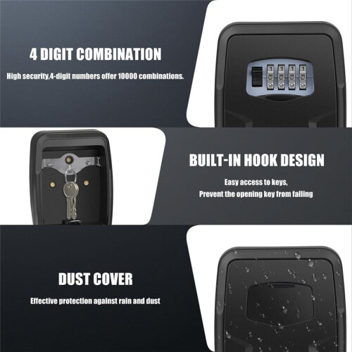 Key Lock Box with Code,Large Lock Box for House Key Portable Lock Box for Keys,4 Digit Combination Key Safe Storage 2