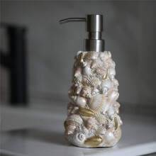 Seifenspender mit Muscheln, 200 Ml, Seifenspender mit Muscheldesign, Seifenpumpenflaschen mit Rostfreier Edelstahlpumpe