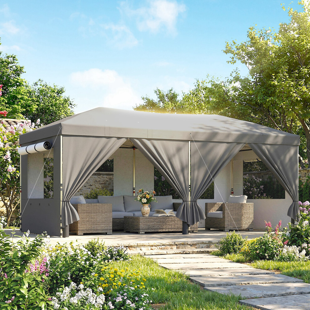 New Outsunny 3 X 6 M Pop Up Gazebo, Upf50+ Wedding Party Tent Marquee, Dark/Grey