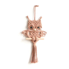 Owl Macrame Woven Wall Hanging Pendant Ornament Woven Bohemian Brick Red