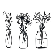 Metalen Bloemen Muurdecoratie 3 Stuks Bloemen Muurkunst Bloem in Vaas Muurdecoratie Vaas Bloemen Interieur Decor Kunst Muur IJzer