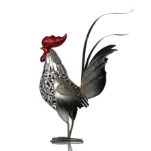 Statues de Coq en Métal Décoratives pour Jardin, Décoration de Jardin, Statues de Jardin Extérieures, Argent