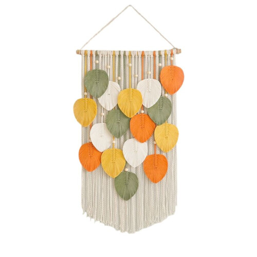 Macrame Gobeläng Vägghängande - Handvävd Boho Gobeläng Höstlöv Väggdekor, för Sovrum Vardagsrum Sovsal
