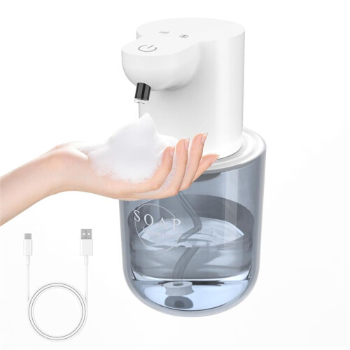 Automatic Soap Dispenser Touchless,4-Level Adjustable Foaming Hand Soap Dispenser, Auto Soap Dispenser Wall Mount,White