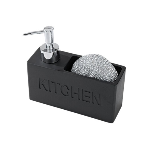 Kitchen Dish Soap Dispenser Storage Box Set Countertop Liquid Hand Refillable Bottle with Cleaning Sponge Holder
