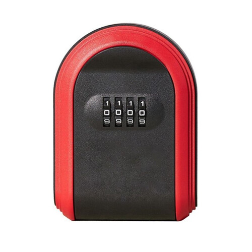 Key Safe Box  4 Digit Combination Outdoor Key Security Storage Case Key Lock Box Wall Mounted,Black & Red
