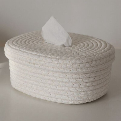 Tissue Box Cover Square Tissue Holders Cotton Rope Covers Rectangular Tissue Box Cute Accessories Decorative Organizer B 2