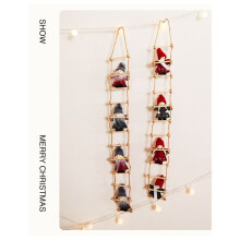 Fabric Ladder Christmas Doll Hanging Curtain Dress Christmas Tree Living Room Decoration A
