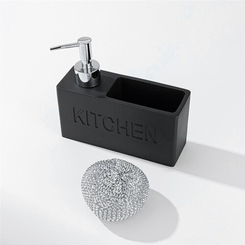 Kitchen Dish Soap Dispenser Storage Box Set Countertop Liquid Hand Refillable Bottle with Cleaning Sponge Holder 1