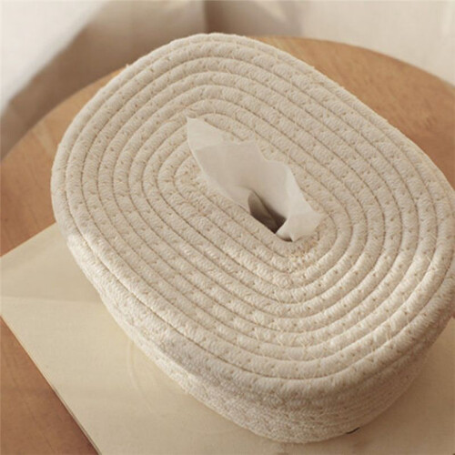 Tissue Box Cover Square Tissue Holders Cotton Rope Covers Rectangular Tissue Box Cute Accessories Decorative Organizer B 2