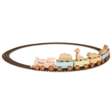 Wooden Train Toy with Animals Custom Name Baby Gift for 1st Birthday Boys