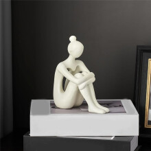 Modern Thinkers Statues for Home Decor Living Room, Beige Thinkers Sculpture Shelf Decor, Minimalist Abstract Statue,A