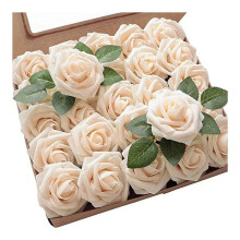25PCS Artificial Roses Flowers Artificial Looking Roses Wedding Bouquets Centerpieces Bridal Shower Party Home Decor,C