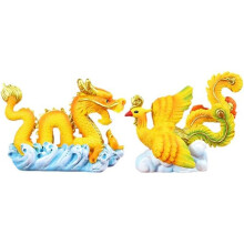 Chinese Feng Shui Dragon Phoenix Figurine, Year of the Dragon Statue Animal for New Year Landscape Gift