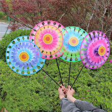Wind Spinners Kids,Pinwheels Eye Catching Colorful Double Layer Windmill Pinwheels with Stakes D