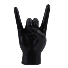 Rock-Handgesten-Statue, Rockmusik-Kunsthandwerk, Fingerskulptur für Rockmusik-Liebhaber, Arbeitszimmer-Dekoration, Schwarze R-Hand