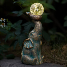 Solar Elephant Statue: Durable Garden Decor Sculpture with Auto /Off Lights for Yard, Patio, and Balcony