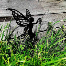 Garden Decoration Fairy Metal Statue Art Lawn Courtyard Mushroom Silhouette Outdoor Card