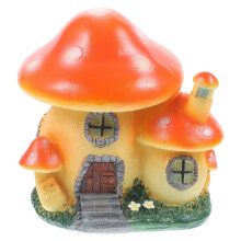 Miniature Statue,Resin Fairy Garden House Statue,Miniature Landscape Garden Decorative Plant Pot Ornament Orange