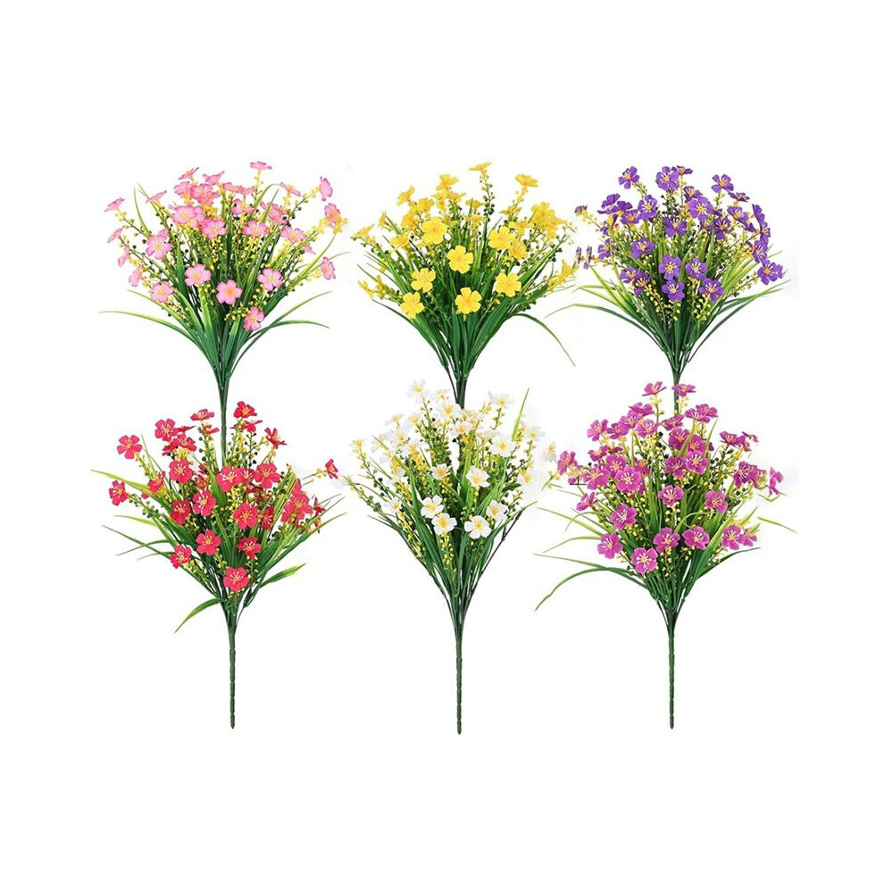 Artificial Flowers for Outdoors,6 Bundles Artificial Plants Outdoor, Fake Flowers, UV Resistant Faux Plants, Outdoor
