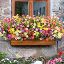 Artificial Flowers for Outdoors,6 Bundles Artificial Plants Outdoor, Fake Flowers, UV Resistant Faux Plants, Outdoor