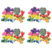 240 Pcs Tropical Party Decoration Supplies 8 Inch Tropical Monstera Leaves and Hibiscus Flowers, Simulation Leaf