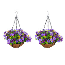 2X Artificial Hanging Flowers in Basket for Patio Lawn Garden Decor, for the Decoration of Outdoors and Indoors-