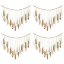 4X Macrame Wall Hanging-Large Macrame Wall Hanging with Wood Beads-Bohemian Wall Decor for Bedroom and Living Room Brown