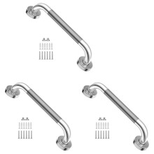 3Ensemble Barre D'Appui de Douche AntidéRapante de 12 Pouces Barre D'Appui de Salle de Bain en Acier Inoxydable Chromé avec PoignéE TexturéE
