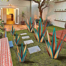 2X Large Tequila Rustic Sculpture, Rustic Metal Agave Plants for Outdoor Patio Yard, Home Decor Hand Painted 55cm