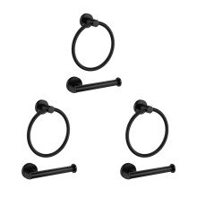 6 Stück Bad ZubehöR Schwarzer Handtuch Ring und Toiletten Papier Halter Edelstahl Bad Handtuch Halter Handtuch