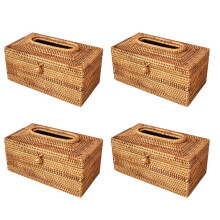 4X Paper Rack Rattan Tissue Box Elegant Home Decoration Handmade Desktop Tissue Container Napkin Storage Case