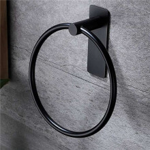 4X Anneau Porte-Serviettes / Porte-Serviettes - Porte-Serviettes Rond Auto-Adhésif Porte-Serviettes pour Salle de Bain, Acier Inoxydable Noir