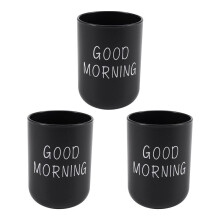 3X Home Bathroom Toothbrush Toothpaste Holder Round Washing Tooth Cup Pp Drinking Glass Tooth Mug Black