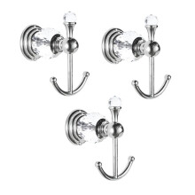 3X Crystal Towel Hook, Silver Robe Hooks, Bathroom Hand Towel Wall Hanger for Clothes Closet Wall Mounted Kitchen