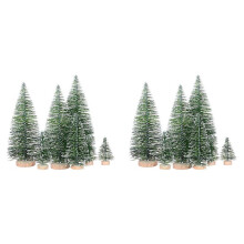 50PCS Miniature Artificial Christmas Trees 5 Sizes,with Wooden Base for Decoration DIY Party Decoration Crafts